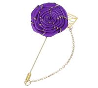 sourcing map Épinglette rose pour costume d'homme, broche fleur en tissu faite à la main, mariage, 9.5 cm, Métal