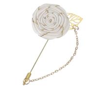 sourcing map Épinglette rose pour costume d'homme, broche fleur en tissu faite à la main, mariage, 9.5 cm, Métal
