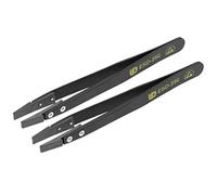 sourcing map ESD Précision Antistatique Pincettes Grand Pointe Plat Artisanat 2Pcs