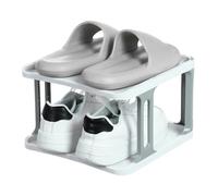 sourcing map Étagère à chaussures à 2 niveaux, empilable, organiseur de chaussures vertical, support à chaussures portable pliable pour entrée, salon, garage (blanc)