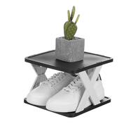 sourcing map Étagère à chaussures en plastique à 2 niveaux, étagère à chaussures verticale, empilable, pliable, peu encombrante, étagère étroite pour placard, salon, entrée, garage, noir/blanc