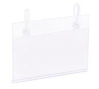 sourcing map Étiquette Support avec Suspendu Boucle 80x55mm Transparent Plastique pour Fil Étagère Paquet de 25