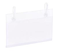 sourcing map Étiquette Support avec Suspendu Boucle 90x55mm Transparent Plastique pour Fil Étagère Paquet de 25