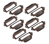 sourcing map Étiquette Support Tirer Poignées Vintage Étiquette Cadre Tiroir Boutons pour Armoire Placard Cuivré 90x43mm 10pcs