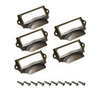 sourcing map Étiquette Support Tirer Poignées Vintage Fer Étiquette Cadre Tiroir Boutons pour Armoire Placard Bronzé 90x41mm avec Vis Paquet 5 Pcs