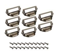 sourcing map Étiquette Support Tirer Poignées Vintage Zinc Alliage Étiquette Cadre Tiroir Boutons pour Armoire Placard Bronzé 82x40mm avec Vis Paquet 8