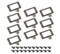 sourcing map Étiquette Support Tirer Poignées Vintage Zinc Alliage Étiquette Cadre Tiroir Boutons pour Armoire Placard Bronzé 59x44mm avec Vis Paquet 10