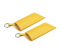 sourcing map Étui à lunettes, étui en cuir souple avec clip de ceinture, pochette de rangement portable pour lunettes de voyage pour activités de voyage, jaune, taille unique