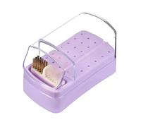 sourcing map Étui de rangement 2 en 1 pour perceuse à ongles, 30 trous, avec brosse de nettoyage à dos adhésif, boîte de rangement anti-poussière pour technicien des ongles, violet