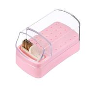 sourcing map Étui de rangement 2 en 1 pour perceuse à ongles, 30 trous, avec brosse de nettoyage à dos adhésif, boîte de rangement anti-poussière pour technicien des ongles, rose