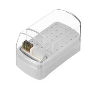sourcing map Étui de rangement 2 en 1 pour perceuse à ongles, 30 trous, brosse de nettoyage à dos adhésif, outils de manucure, boîte de rangement anti-poussière pour technicien des ongles, gris