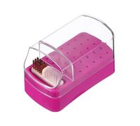 sourcing map Étui de rangement 2 en 1 pour perceuse à ongles, 30 trous, brosse de nettoyage à dos adhésif, outils de manucure, boîte de rangement anti-poussière pour technicien des ongles, rose rouge