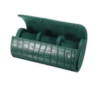 sourcing map Étui de voyage portable en cuir à 3 emplacements pour montres pour homme et femme, organiseur de montres avec coussin amovible pour voyage, affichage, texture rayée, vert