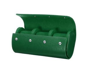 sourcing map Étui de voyage portable en cuir avec 3 emplacements pour montres pour homme et femme, organiseur de montres avec coussins amovibles pour voyage, affichage, rangement à domicile, vert