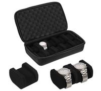 sourcing map Étui de voyage rigide à 10 emplacements pour montres - Pour homme et femme - Avec coussin doux - Pour la plupart des montres et montres intelligentes jusqu'à 40 mm - Noir