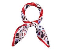sourcing map Femme Imprimé Carré Écharpes Foulard Cou Écharpe Blanc-Pois Géométrique rouge taille unique