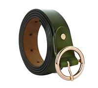 sourcing map Femme Mode Élégant Cuir Ceinture Rond Ardillon Boucle Large 1" Blanc Vert Tour de taille 31-37 pouces