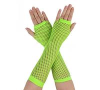 sourcing map Femmes Fingerless Mesh Années 1980 Déguisements Accessoires de déguisement Gants en résille 2 paires Vert Long-2 Pairs