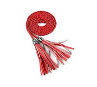 sourcing map femmes glands tressés perles Ceinture PU Maigre Rouge M