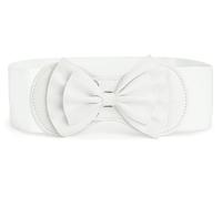 sourcing map Femmes Nœud papillon bouton-pression ornement taille élastique Ceinture sangle Blanc Taille unique