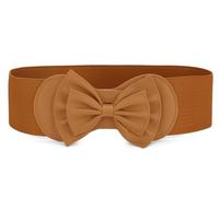 sourcing map Femmes Nœud papillon bouton-pression ornement taille élastique Ceinture sangle Marron Taille unique