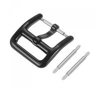 sourcing map Fermoir de Bracelet de Montre Remplacement Acier Inox Poli Noir PVD Boucle pour 14mm Largeur Montre Bracelets avec 2Pcs Ressort Barre