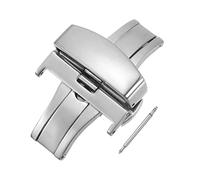 sourcing map Fermoir Montre Deployante Boucle Bouton Poussoir Rapide Libération pour 24mm Cuir Bracelet avec Bracelet Lien Broche, Argenté