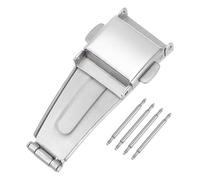 sourcing map Fermoir Montre Déployante Boucle Poussez Bouton 12mm Largeur Acier INOX Bracelet Rallonge Argenté
