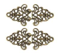 sourcing map Fermoirs à coudre sur les crochets et les œillets, fermoirs vintage en forme de fleur pour cape, pull, châle, cardigan, bronze, 63 x 28mm