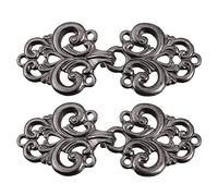 sourcing map Fermoirs pour cape, fleurs vintage, crochets et œillets à coudre pour pull, col châle, cardigan, Gun-black, 36x28mm