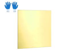 sourcing map Feuille de laiton 0,6 mm x 100 mm x 100 mm H62 - Plaque métallique fine avec gants pour loisirs créatifs, modélisme, bijoux, réparation électrique industrielle - Doré