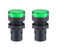 sourcing map Feux Signal AC/DC 24V LED verte Monté panneau encastré 7/8" 22mm 2pcs