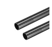 sourcing map Fibre Carbone Rond Tube 14x12x500mm 3K Rouleau Enveloppé Brillant Surface pour RC Avion Quadcopter 2Pcs