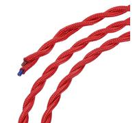 sourcing map Fil électrique torsadé recouvert de tissu 2 conducteurs 18 AWG 3 m - Câble électrique vintage en tissu tissé pour suspension et projet de bricolage, rouge