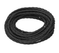 sourcing map Fil électrique torsadé recouvert de tissu de 10 m, câble électrique 18/3 recouvert de tissu vintage industriel pour lampe suspendue, projet de bricolage, noir