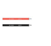 sourcing map Fil silicone 20 AWG Fil électrique Fil Cuivre toronné 10 ft Noir & Rouge