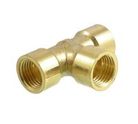 sourcing map Filetage femelle 1/4" PT 3 voie union raccords tuyauterie en t