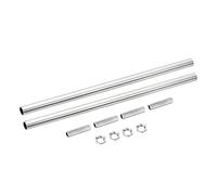 sourcing map Fileté Extension Tige Trousse, M10 Filetage 11.8" Accouplement Écrou Rond Manchon Connecteur avec Fileté Tuyau Hexagonal Écrou, Argent 2 Ensemble
