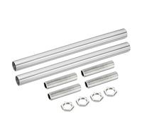 sourcing map Fileté Extension Tige Trousse, M10 Filetage 5.91" Accouplement Écrou Rond Manchon Connecteur avec Fileté Tuyau Hexagonal Écrou, Argent 2 Ensemble
