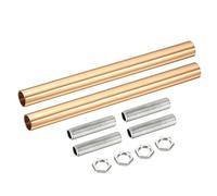 sourcing map Fileté Extension Tige Trousse, M10 Filetage 5.91" Accouplement Écrou Rond Manchon Connecteur avec Fileté Tuyau Hexagonal Écrou, Français Doré 2 Ensemble