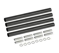 sourcing map Fileté Extension Tige Trousse, M10 Filetage 7.87" Accouplement Écrou Rond Manchon Connecteur avec Fileté Tuyau Hexagonal Écrou, Noir 4 Ensemble