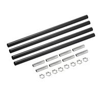 sourcing map Fileté Extension Tige Trousse, M10 Filetage 9.8" Accouplement Écrou Rond Manchon Connecteur avec Fileté Tuyau Hexagonal Écrou, Noir 4 Ensemble