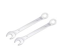 sourcing map Fine Clé Mixte avec Décalage 6 points Terminal et Coudé Ouvert Terminal Métrique Chrome miroir Plaqué Haut Carbone Acier 17mm 2Pcs