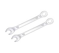 sourcing map Fine Clé Mixte avec Décalage 6 points Terminal et Coudé Ouvert Terminal Métrique Chrome miroir Plaqué Haut Carbone Acier 12mm 2Pcs