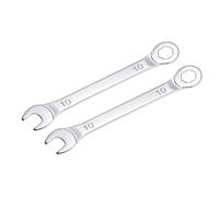 sourcing map Fine Clé Mixte avec Décalage 6 points Terminal et Coudé Ouvert Terminal Métrique Chrome miroir Plaqué Haut Carbone Acier 10mm 2Pcs