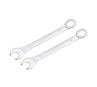 sourcing map Fine Clé Mixte avec Décalage 6 points Terminal et Coudé Ouvert Terminal Métrique Chrome miroir Plaqué Haut Carbone Acier 14mm 2Pcs