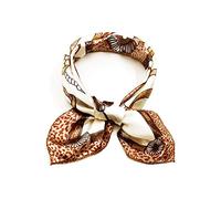 sourcing map Foulard carré femme foulard imprimé léopard rayé à pois motif foulard foulard Chaîne beige 1pcs