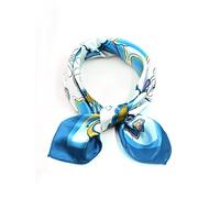 sourcing map Foulard carré femme foulard imprimé léopard rayé à pois motif foulard foulard Fleur blanche bleue 1pcs