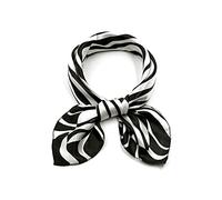sourcing map Foulard carré pour femme, imprimé léopard, rayé, à pois, foulard Motif zèbre noir et blanc 50x50cm/19.69x19.69(LxW)