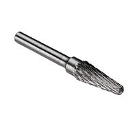 sourcing map Fraise Rotative Lime en carbure de tungstène à double coupe forme conique à 14 degré Tige de 6 mm et tête de diamètre 10 mm